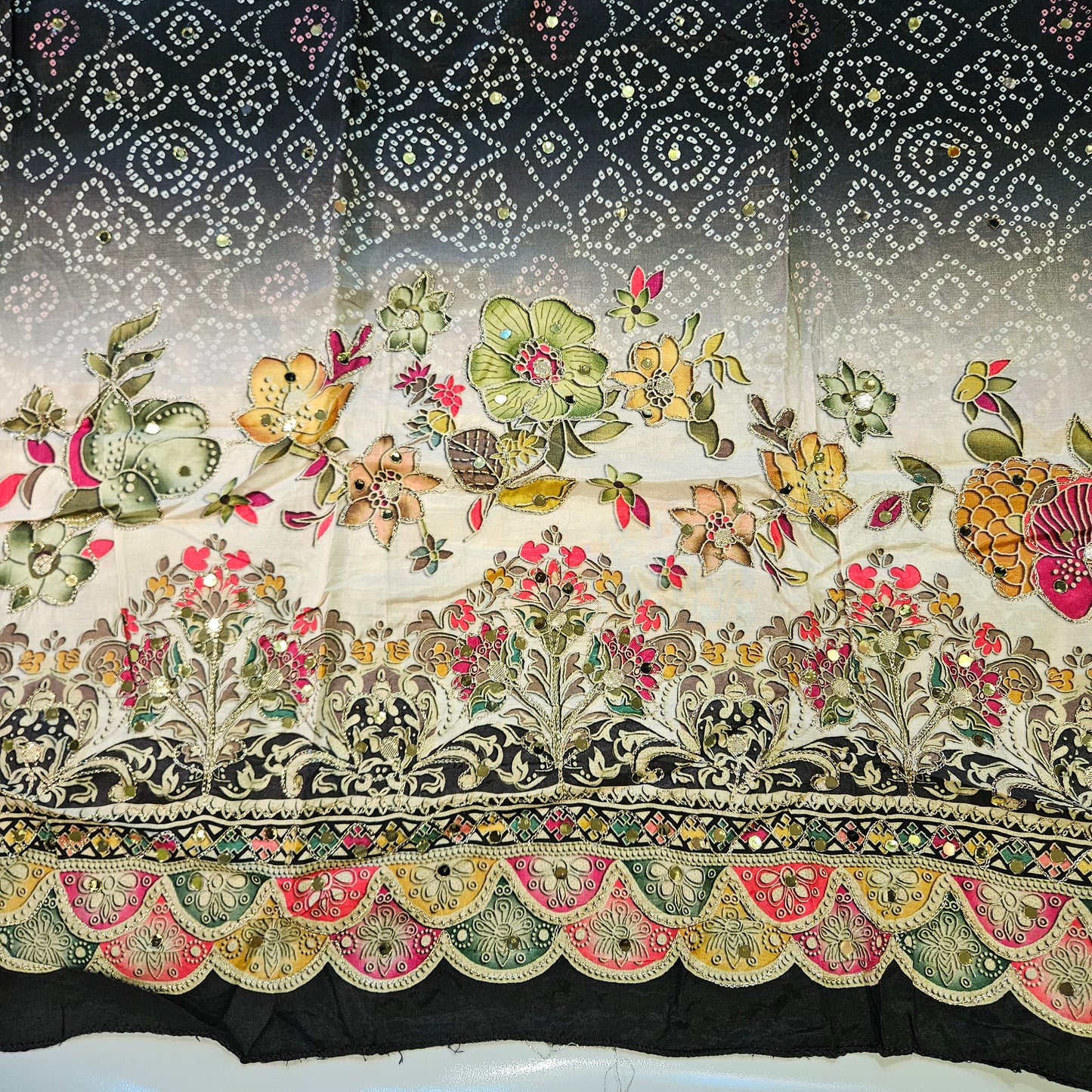 BLACK MUSLIN EMBROIDERY SUIT