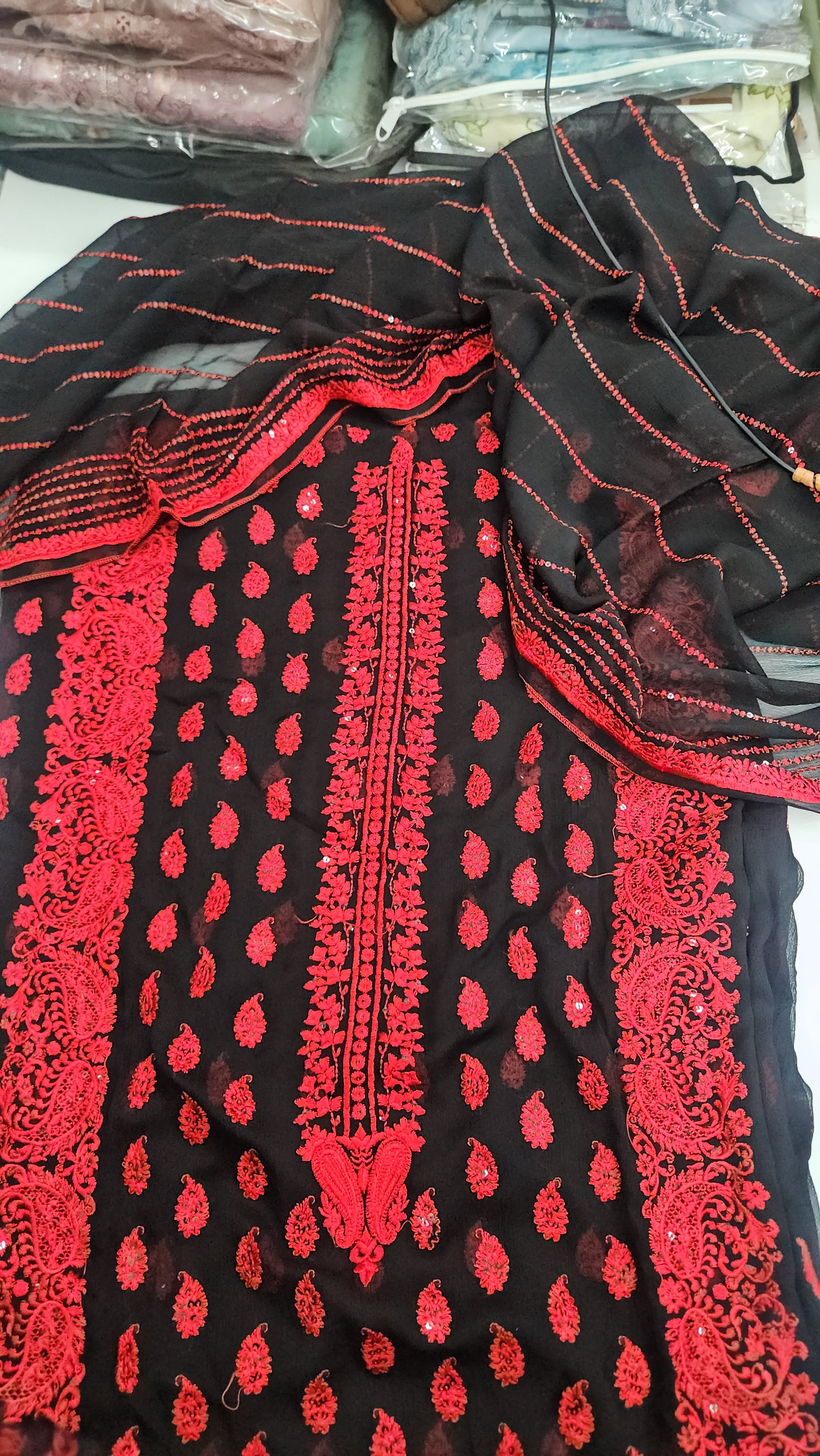 Unstitched Pure Chiffon Partywear Suit