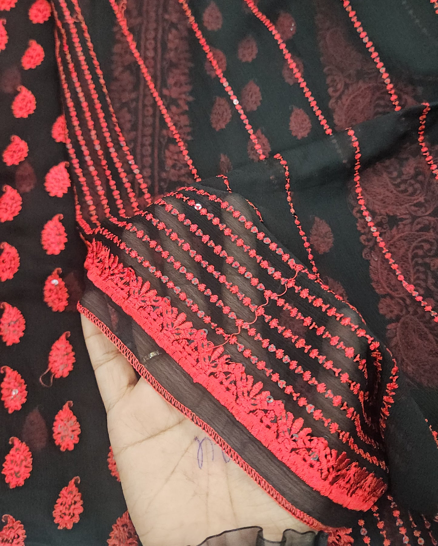 Unstitched Pure Chiffon Partywear Suit