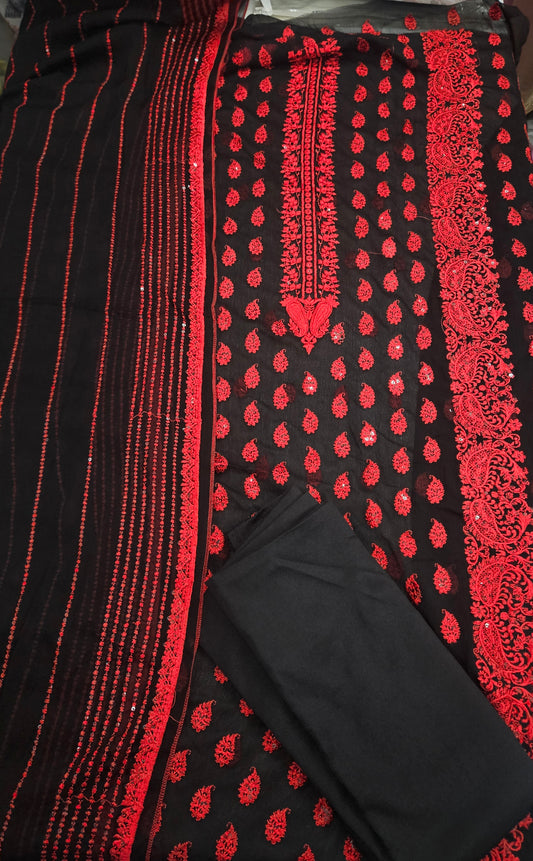 Unstitched Pure Chiffon Partywear Suit